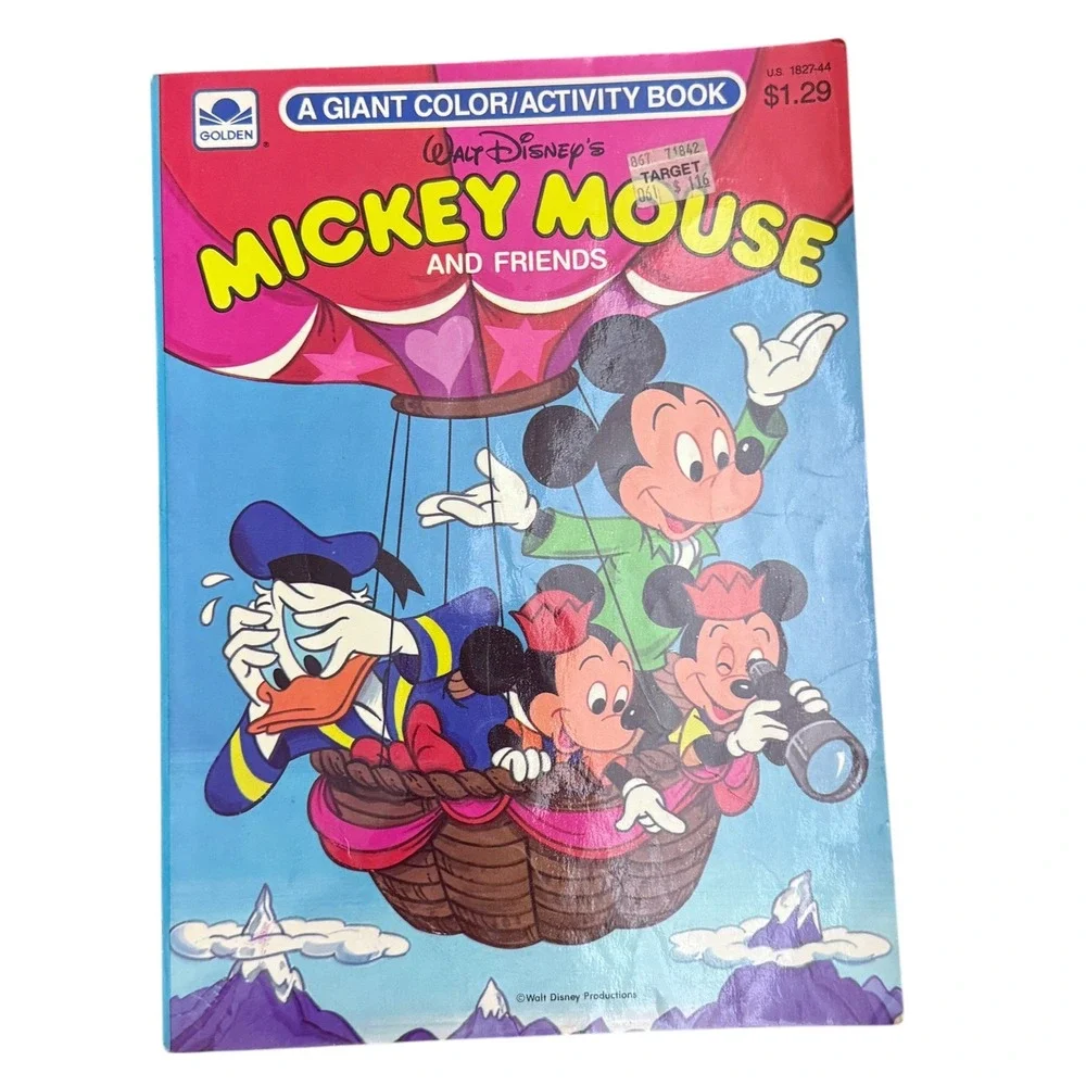 2 Vintage 1980s‎ Walt Disney  Mickey Mouse and Friends Coloring Books Retro Used